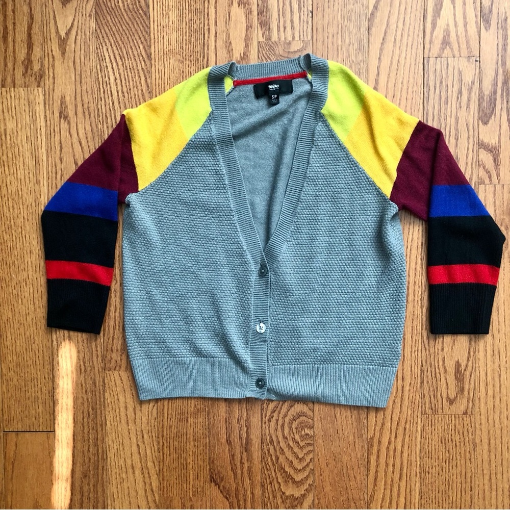 Mossimo Supply Co. Gray Cropped 90s Cardigan Colorblock Sleeves Women’s Size S